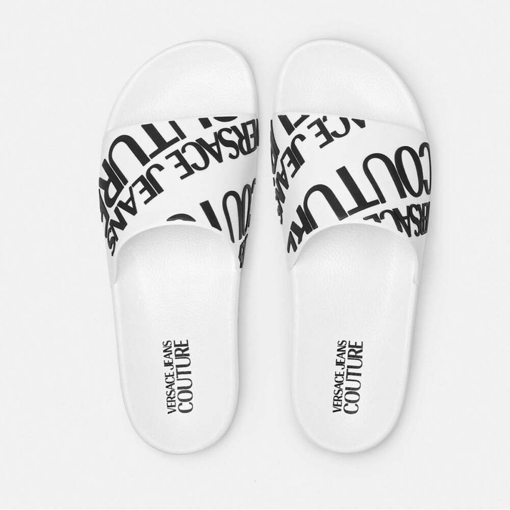 Versace Jeans Couture White Slide Sandals Size 42 EU / 9 US